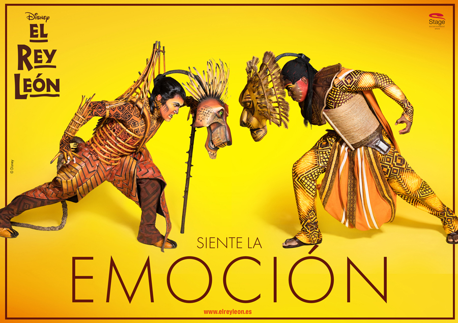 Cartel del musical del Rey León (Disney) elaborado por Enri Mür Studio, producido por Stage Entertainment y fotografía de Richard Ramos