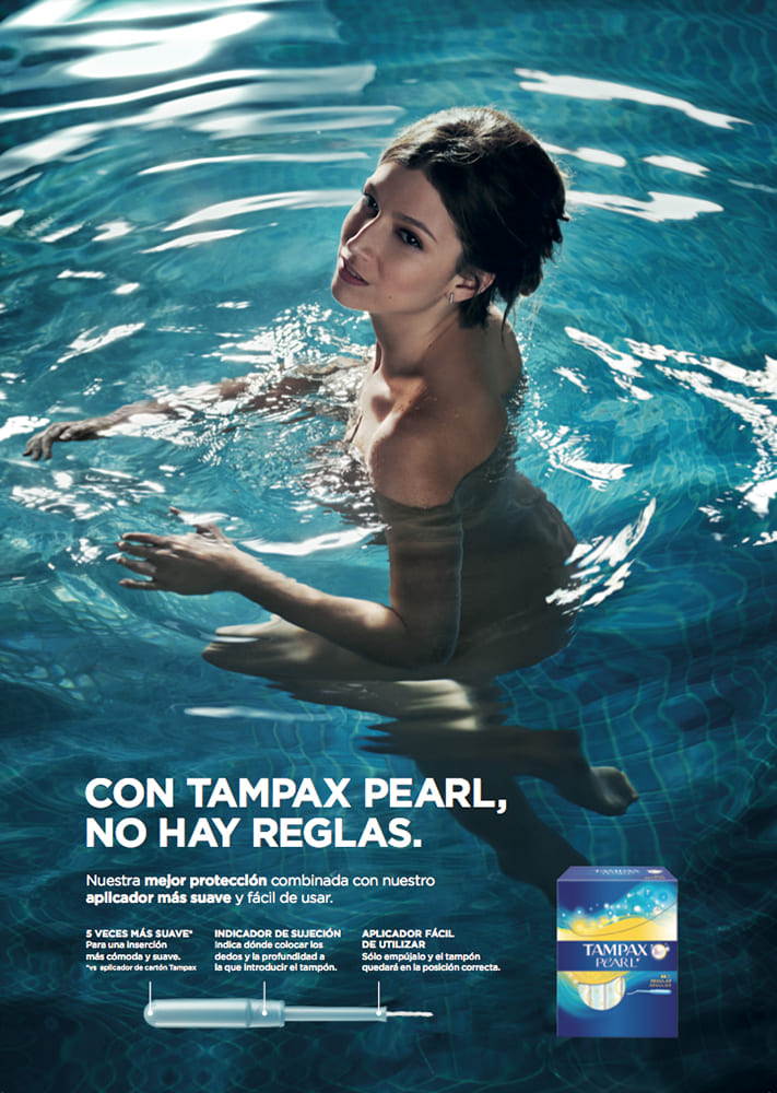 Con Tampax Pearl no hay reglas - Campaña publicitaria realizada por Alicia Aguilera junto a Enri Mür Studio para la marca Tampax