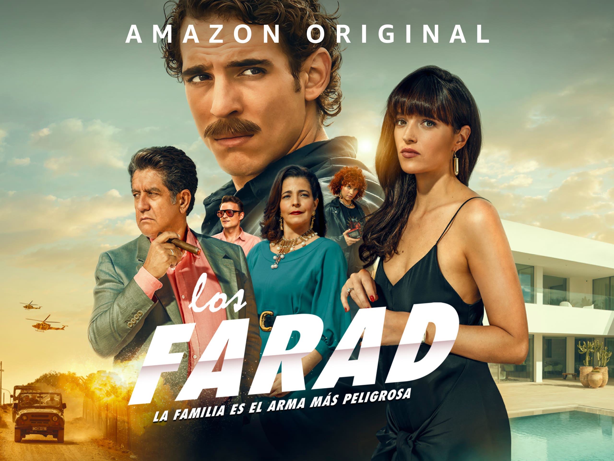 Creatividades elaboradas por Enri Mür con las fotografías de Richard Ramos para el estreno de la serie 'Los Farad" en Prime Video.